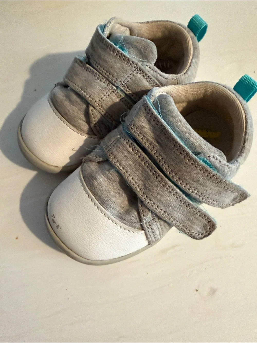 Toddler Hook-and-Loop Walkers in Light Gray and White